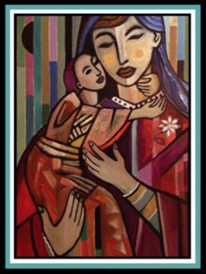 "Child and Mother"  30" X 40"  acrylic on canvas